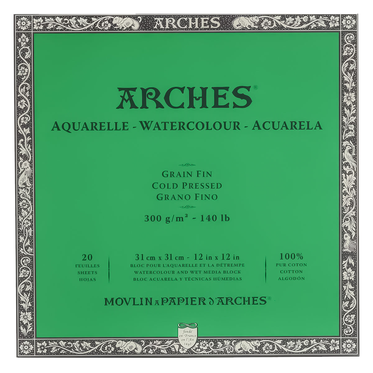 Bloco Aquarela Arches 300 g/m² Grao Fino