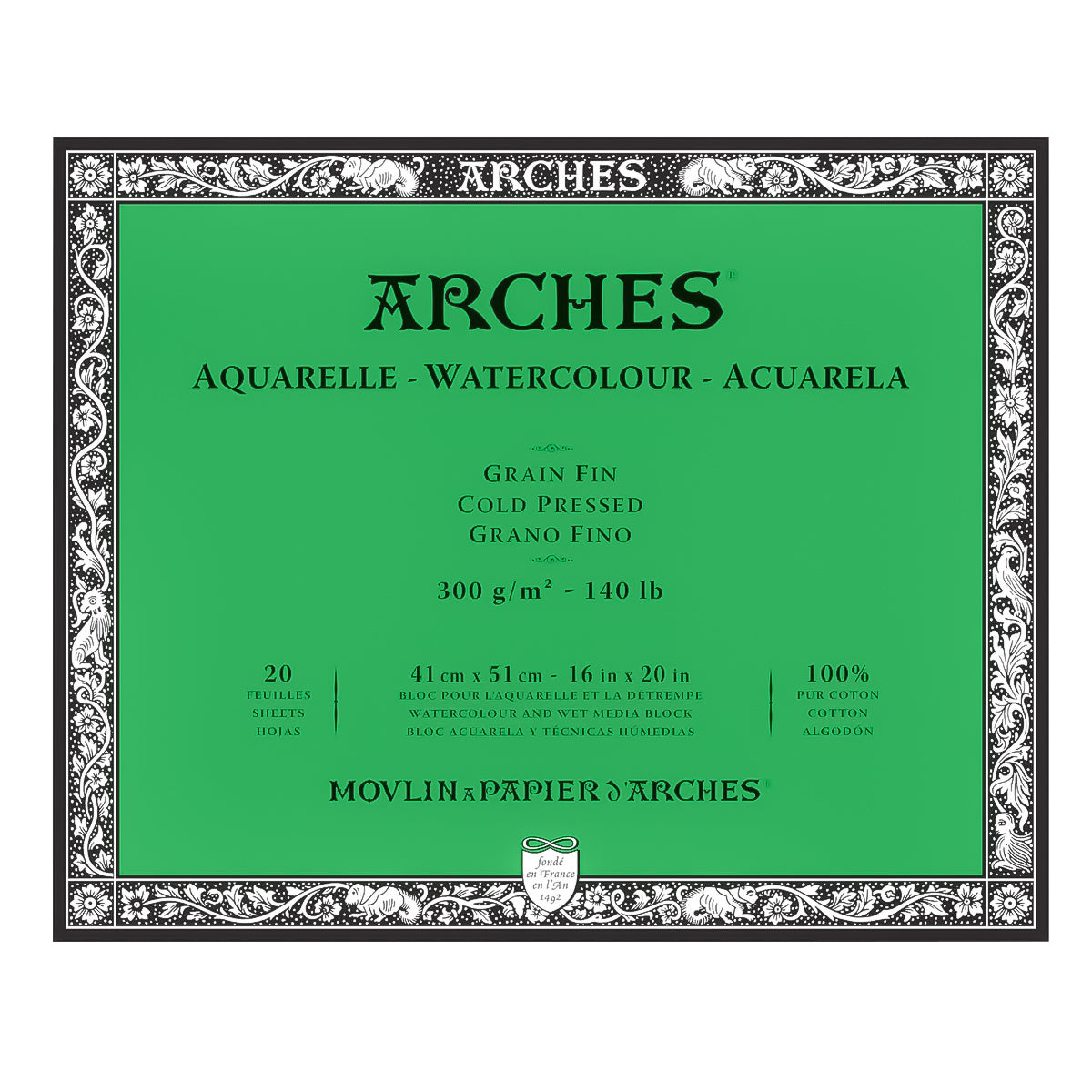 Bloco Aquarela Arches 300 g/m² Grao Fino