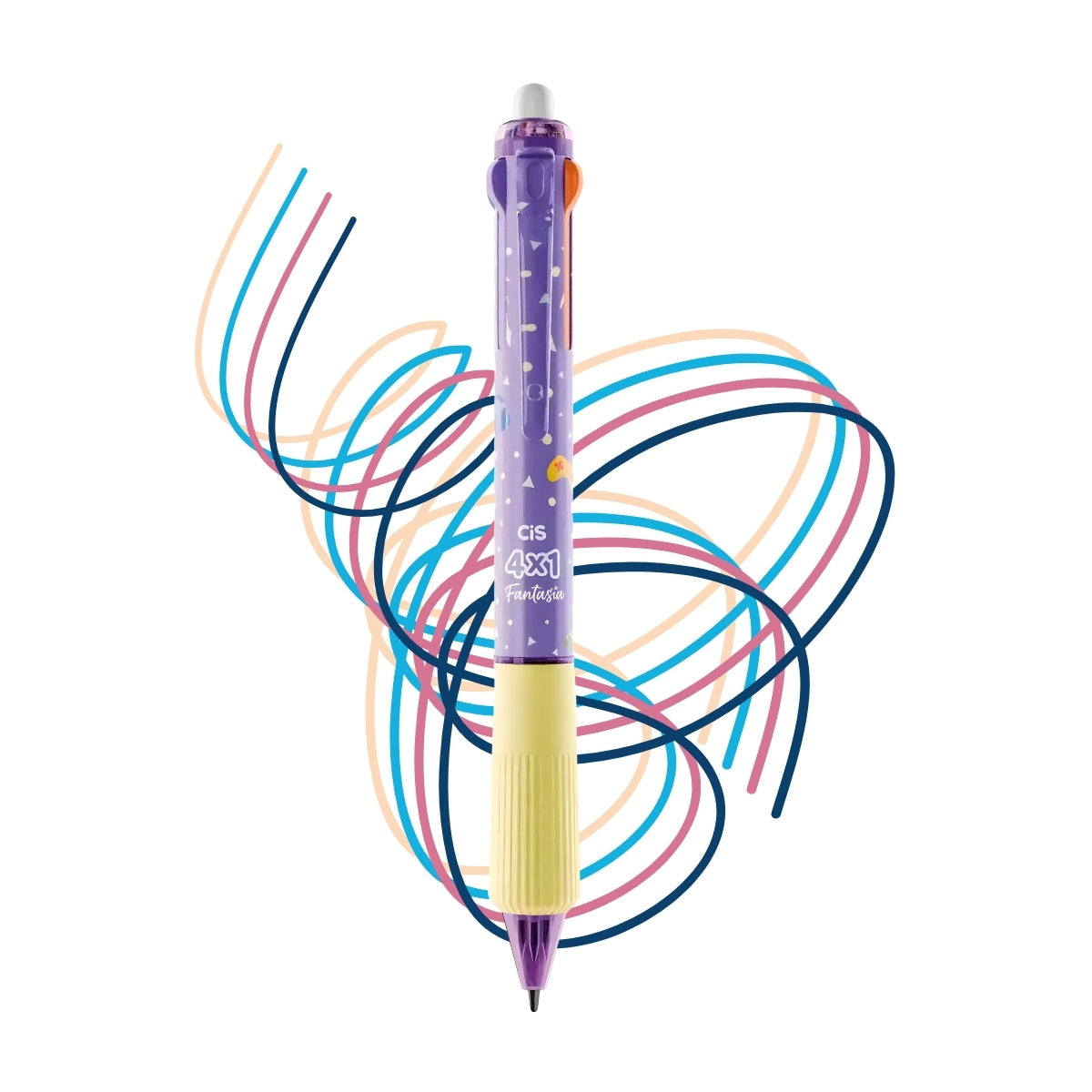 Caneta Esferográfica Fantasia 4x1 Gel Apagavel 0.5Mm - Games - Cis