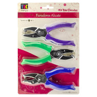 Kit Furadores Alicate Scrapbook Círculos 1,5mm 3mm 6mm com 3 Unidades - Toke e Crie