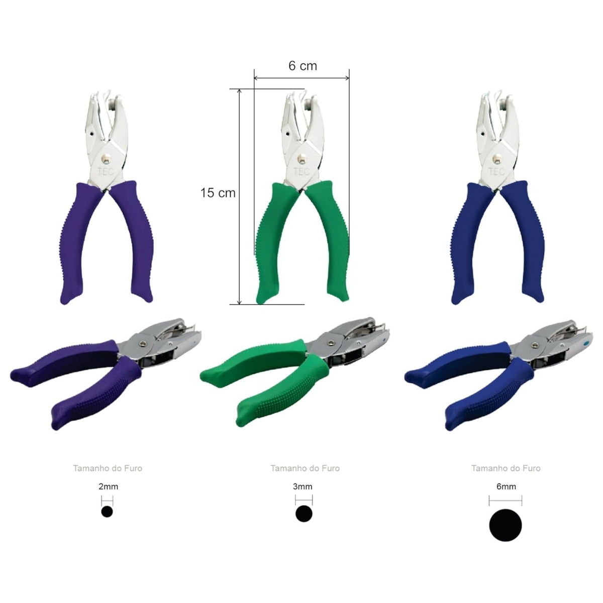 Kit de Furadores Alicate Circulos com 3 Unid Toke e Crie