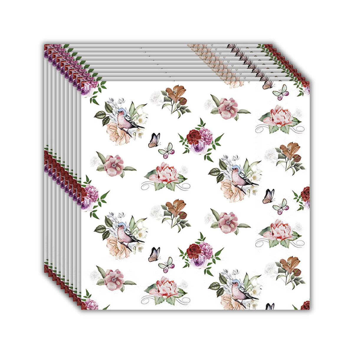 Guardanapo para Decoupage Ambiente 33x33cm com 20 Unidades - Flores e Pássaros