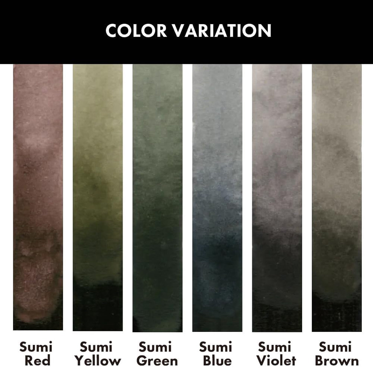 Estojo de Tinta Aquarela Pastilha Kuretake Gansai Tambi com 6 Cores Tons Sumi