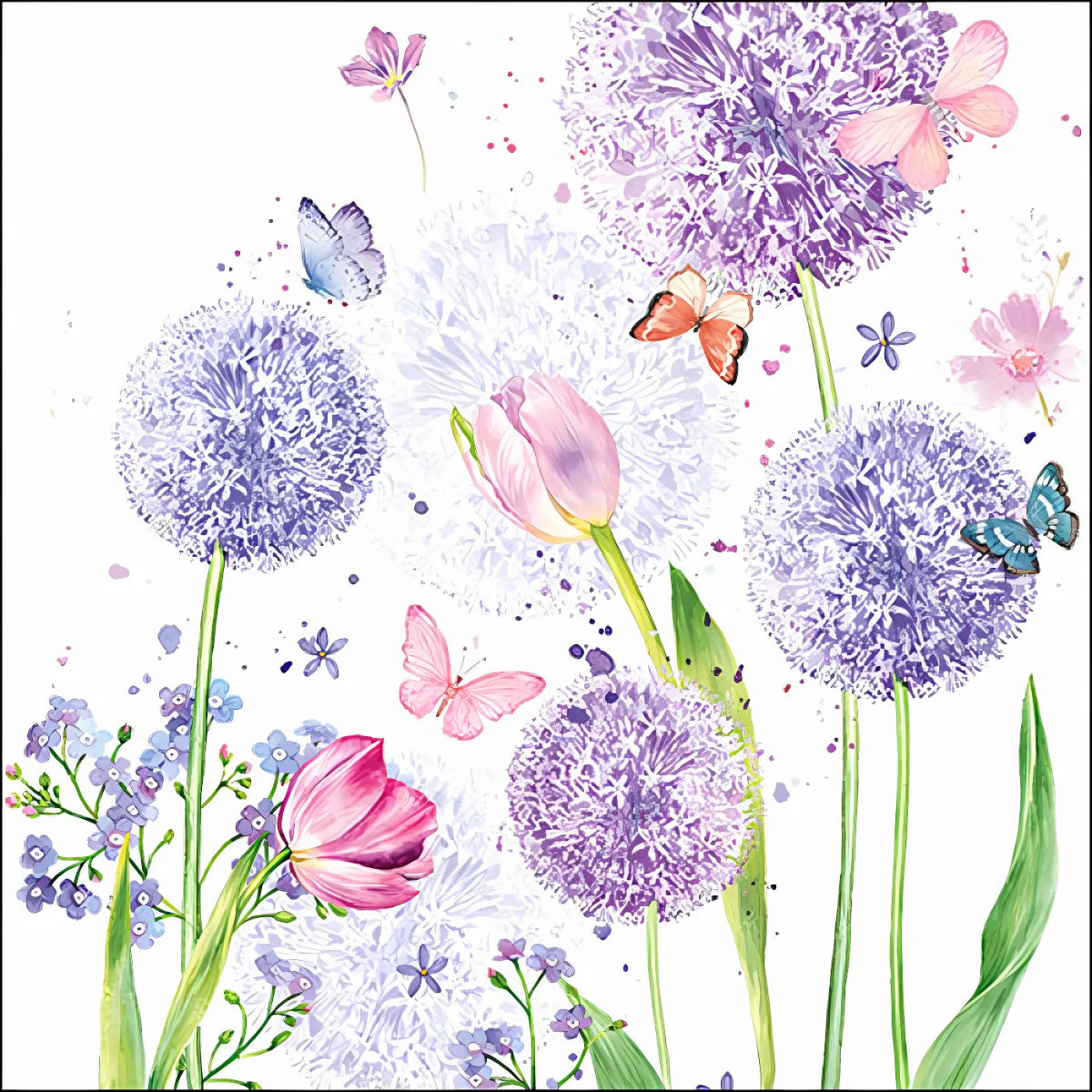 Guardanapo para Decoupage Ambiente 33x33cm com 20 Unidades - Flores e Borboleta