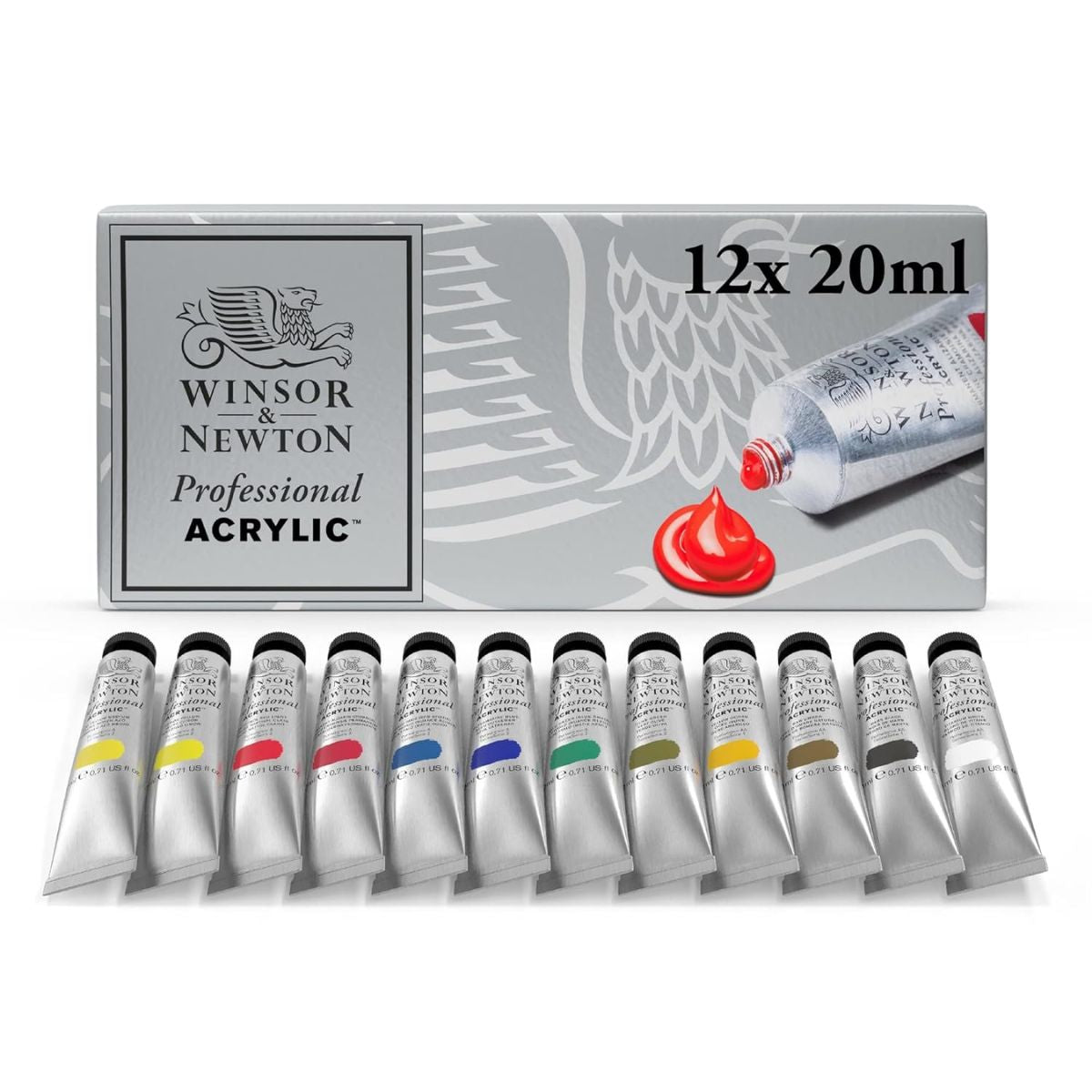 Estojo Tinta Acrílica Winsor & Newton 20ml Profissional com 12 Cores