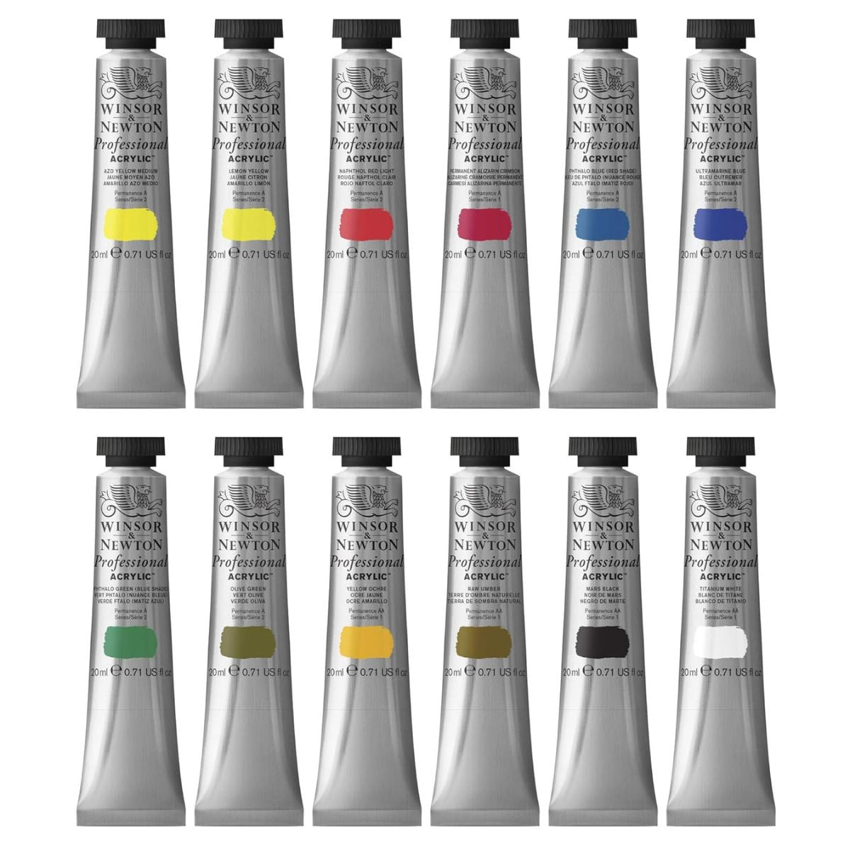 Estojo Tinta Acrílica Winsor & Newton 20ml Profissional com 12 Cores