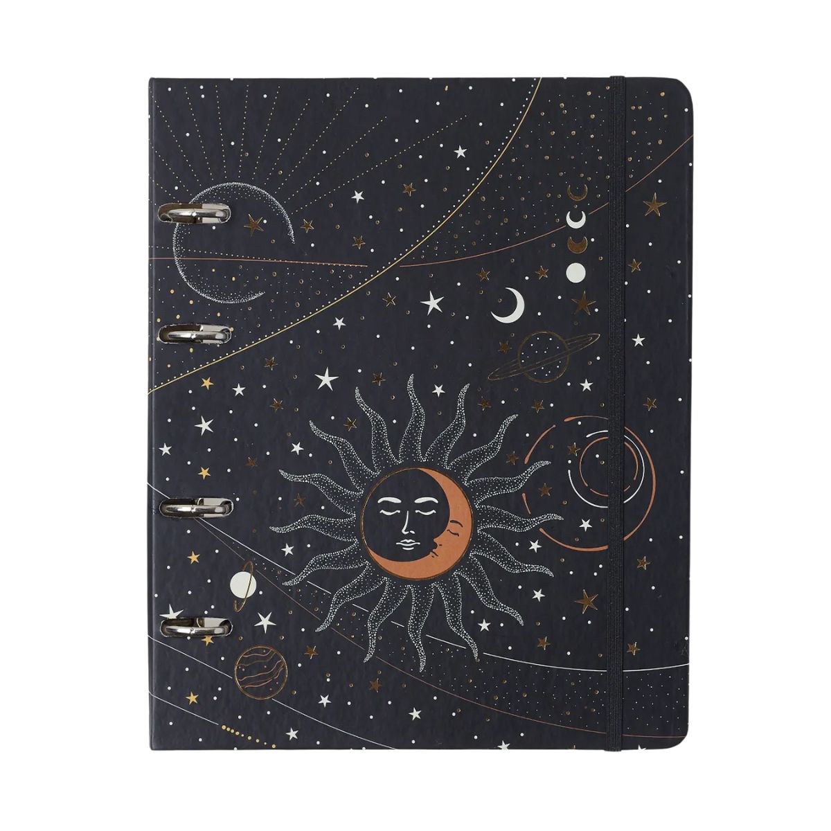 Caderno Criativo Argolado Cicero 17x24cm 100 Folhas Pautado - Astral Eclipse Preto
