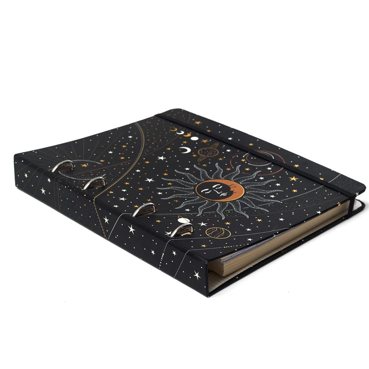 Caderno Criativo Argolado Cicero 17x24cm 100 Folhas Pautado - Astral Eclipse Preto
