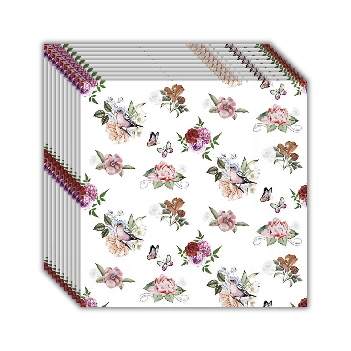 Guardanapo para Decoupage Ambiente 33x33cm com 20 Unidades - Flores e Pássaros