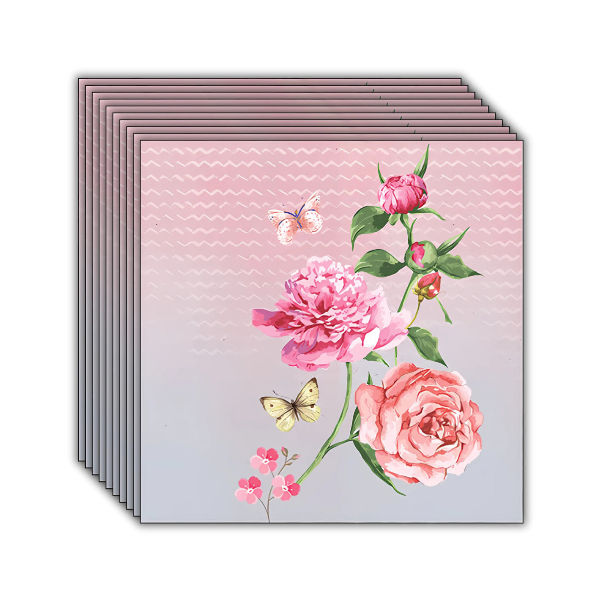 Guardanapo para Decoupage Ambiente 33x33cm com 20 Unidades - Flores Rosa e Borboleta