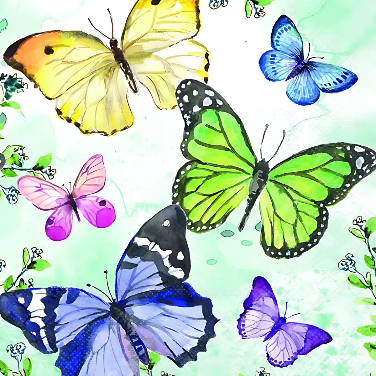 Guardanapo para Decoupage Ambiente 33x33cm com 20 Unidades - Borboletas Voadoras