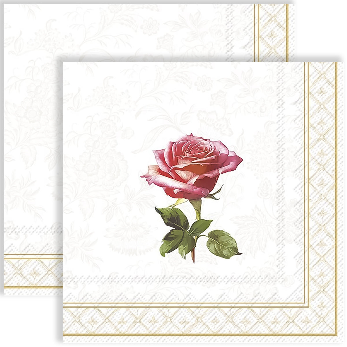 Guardanapo para Decoupage Ihr 33x33cm com 2 Unidades - Rosa Elegante