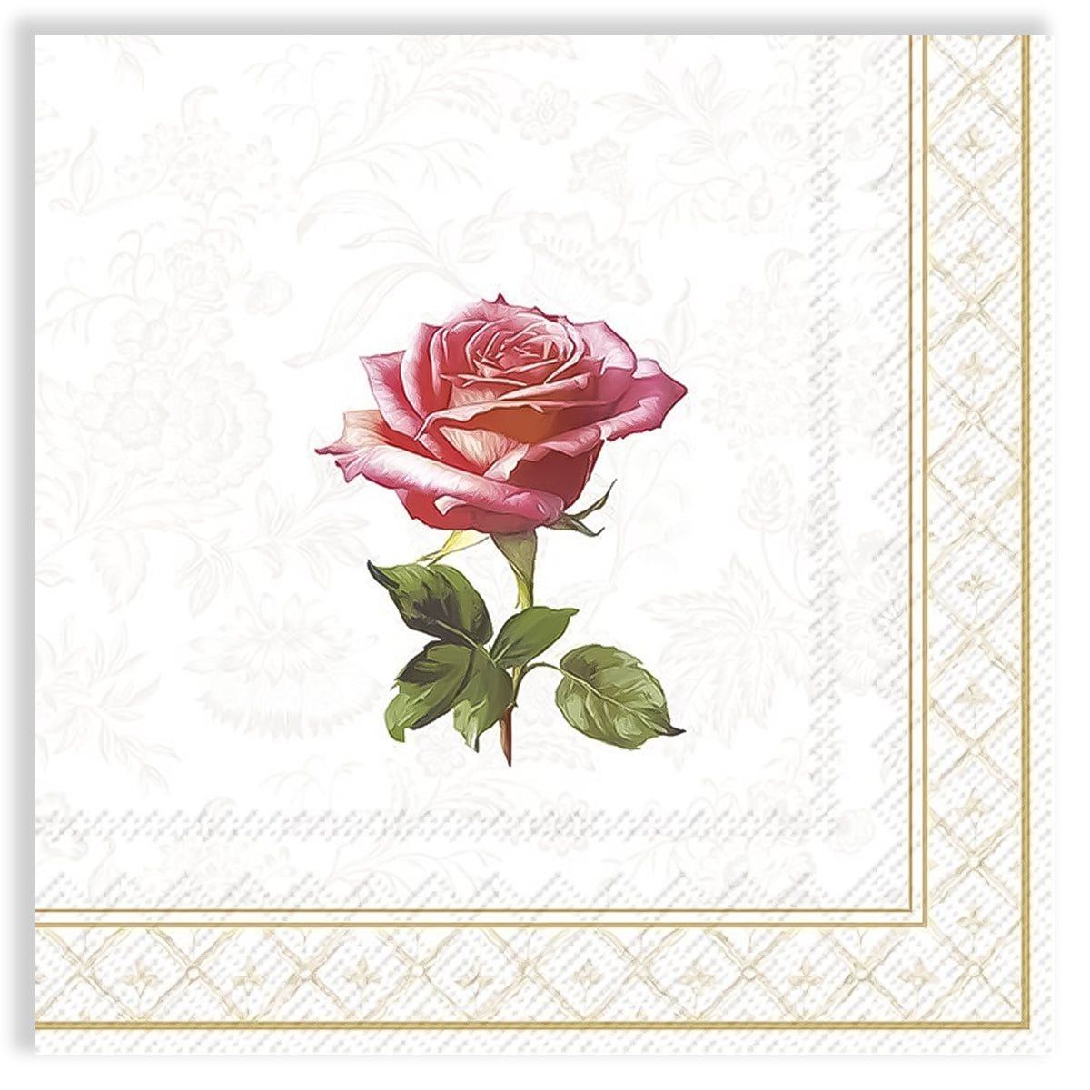 Guardanapo para Decoupage Ihr 33x33cm com 2 Unidades - Rosa Elegante