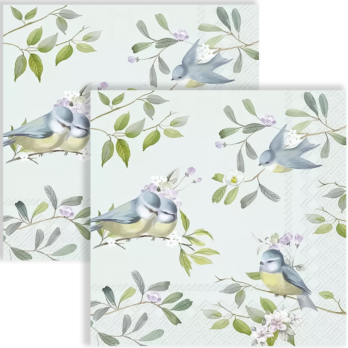 Guardanapo para Decoupage Ihr 33x33 Passaros Romantico Azul Com 20 Unidades