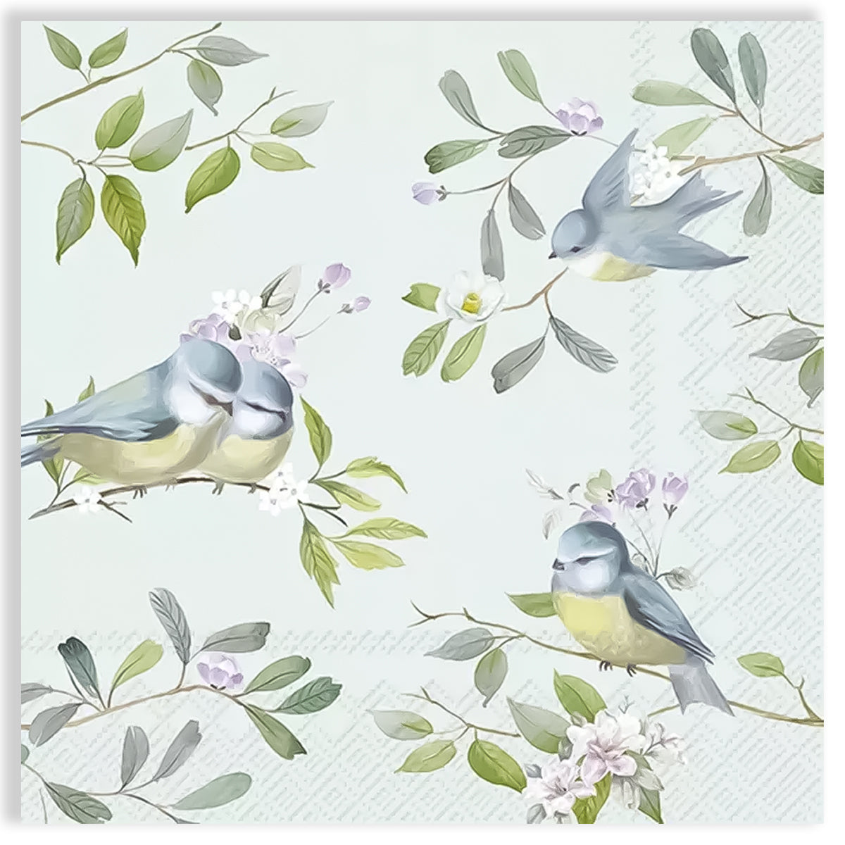 Guardanapo para Decoupage Ihr 33x33 Passaros Romantico Azul Com 20 Unidades