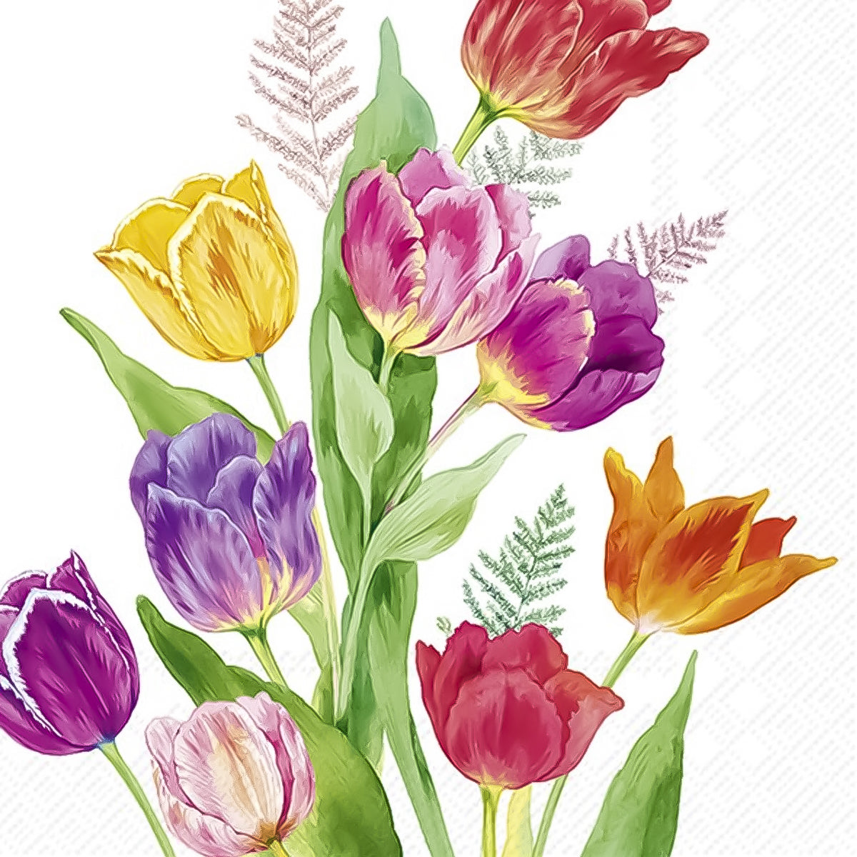 Guardanapo para Decoupage Ihr 33x33cm com 2 Unidades - Tulipas Brilhantes