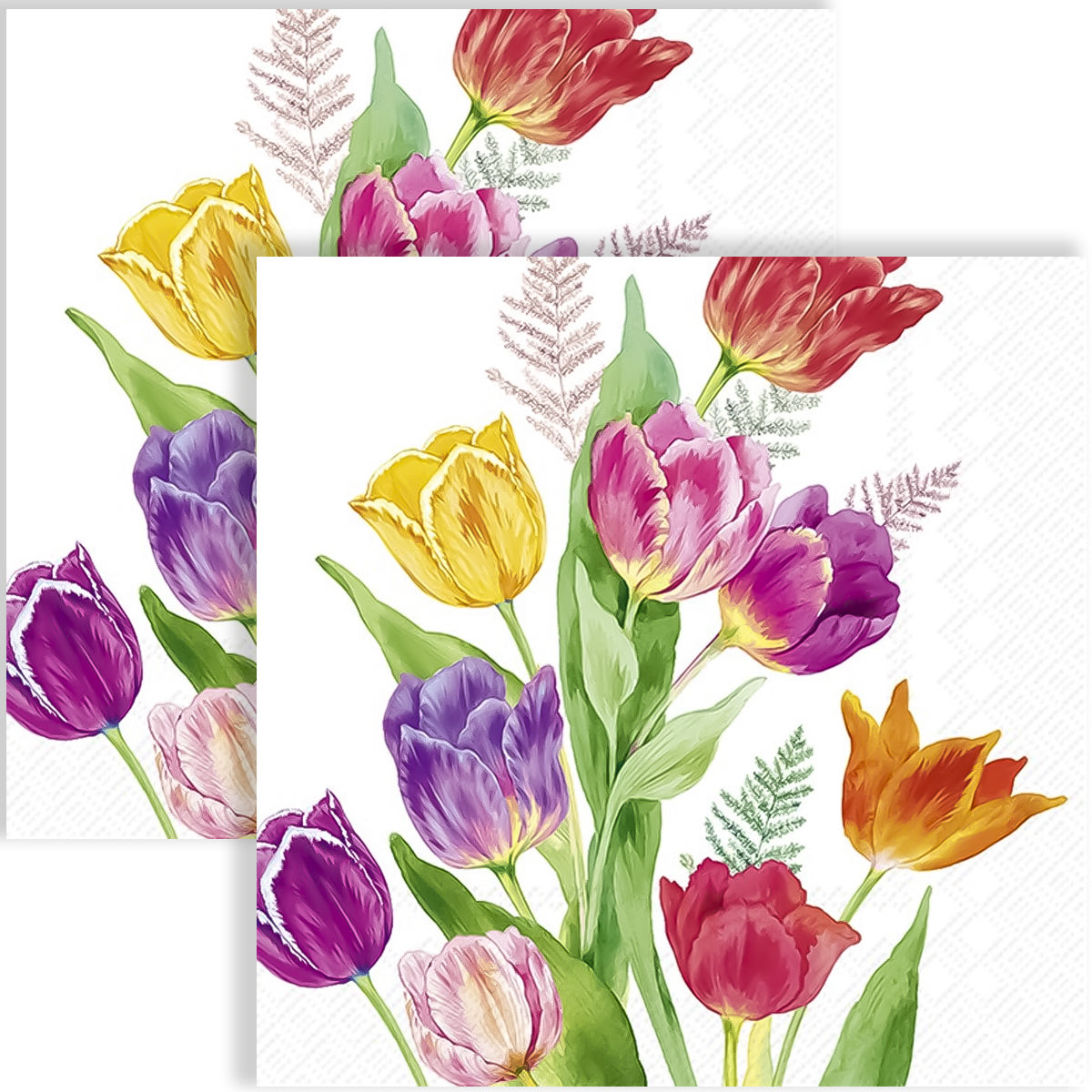 Guardanapo para Decoupage Ihr 33x33cm com 2 Unidades - Tulipas Brilhantes