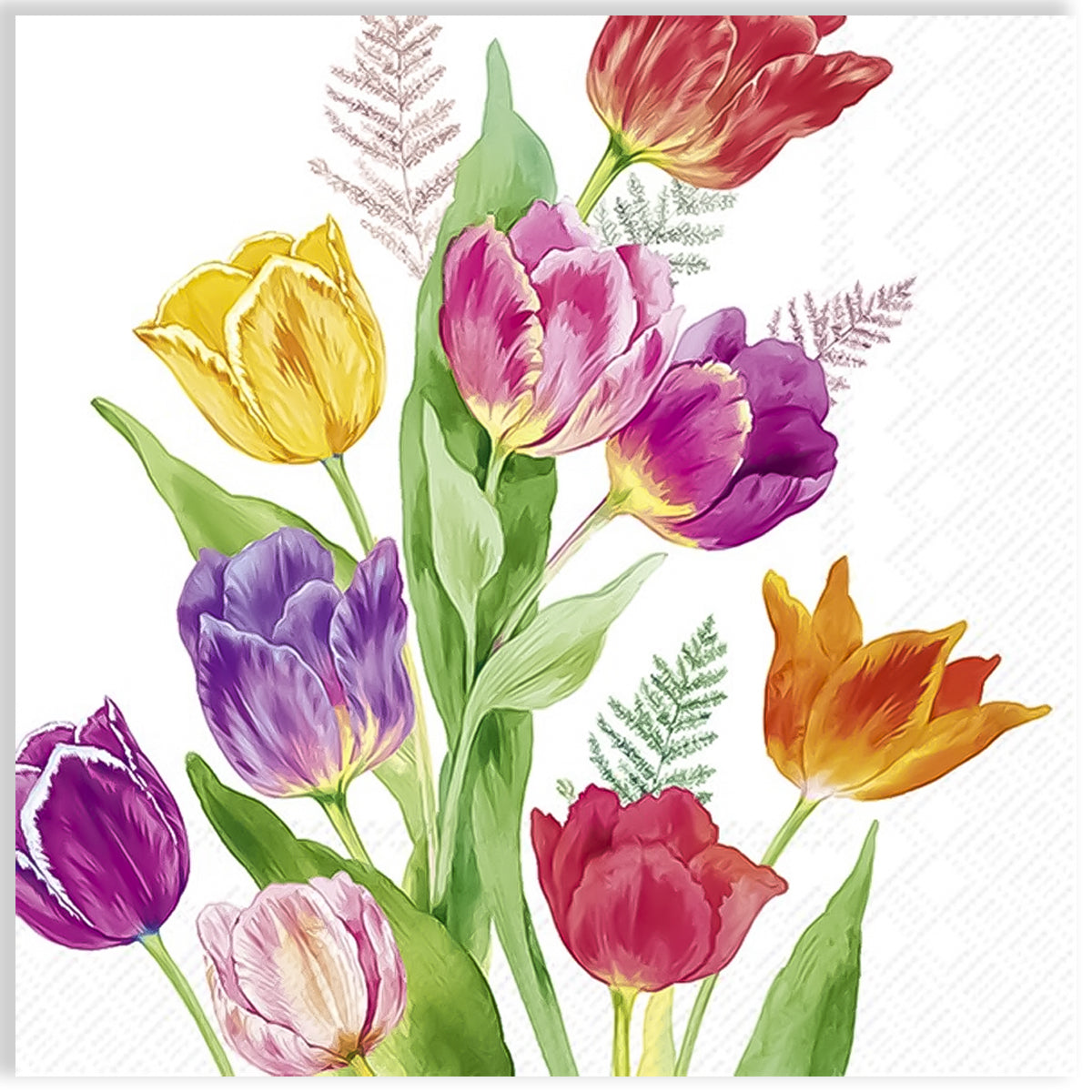 Guardanapo para Decoupage Ihr 33x33cm com 2 Unidades - Tulipas Brilhantes