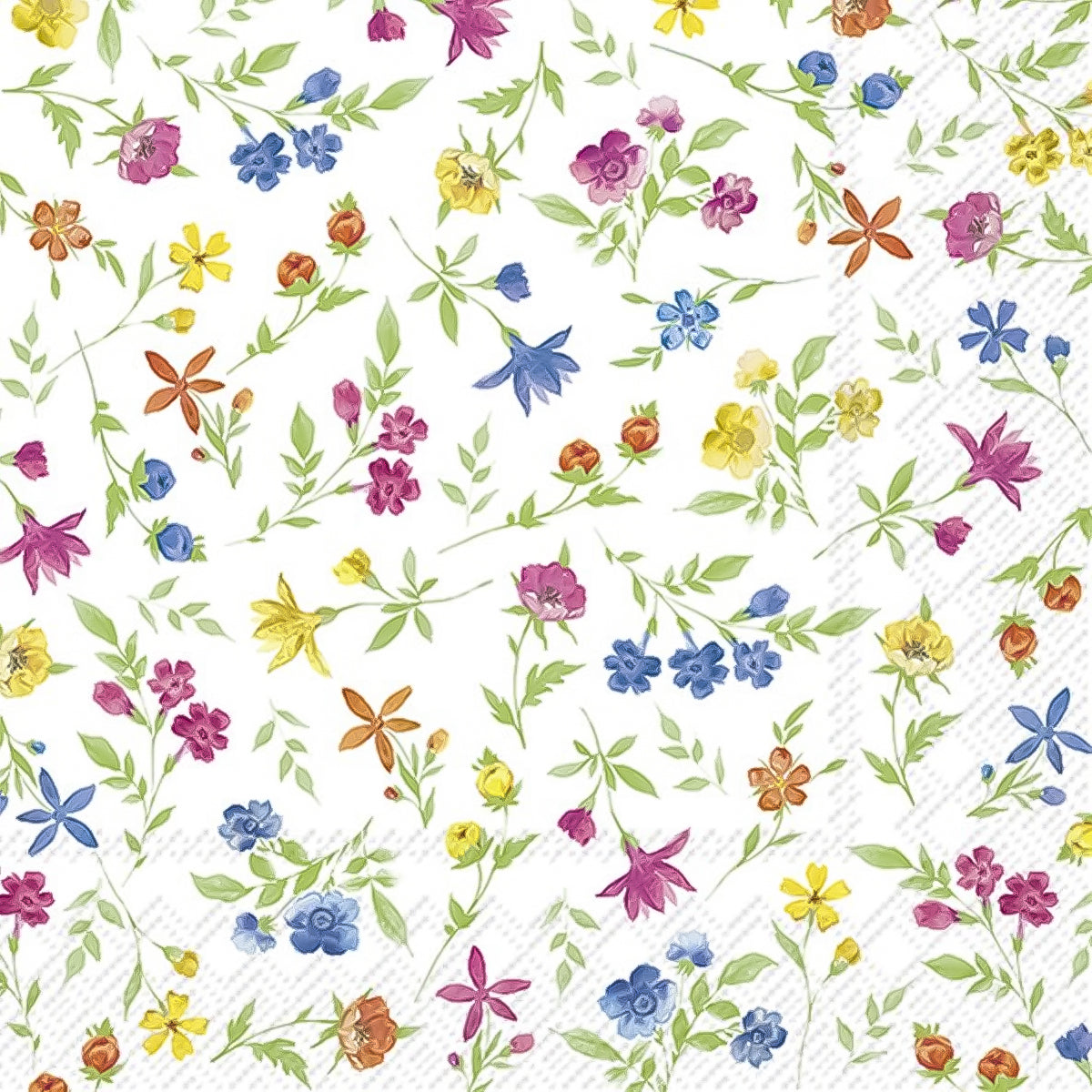 Guardanapo para Decoupage Ihr 33x33 Flores Felizes Azul Amarelo C/ 20 Unidade