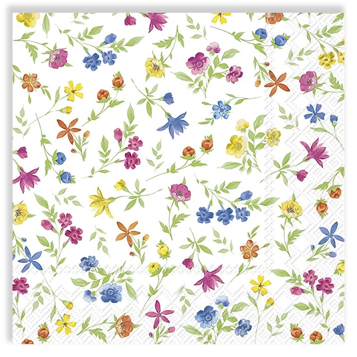 Guardanapo para Decoupage Ihr 33x33 Flores Felizes Azul Amarelo C/ 20 Unidade