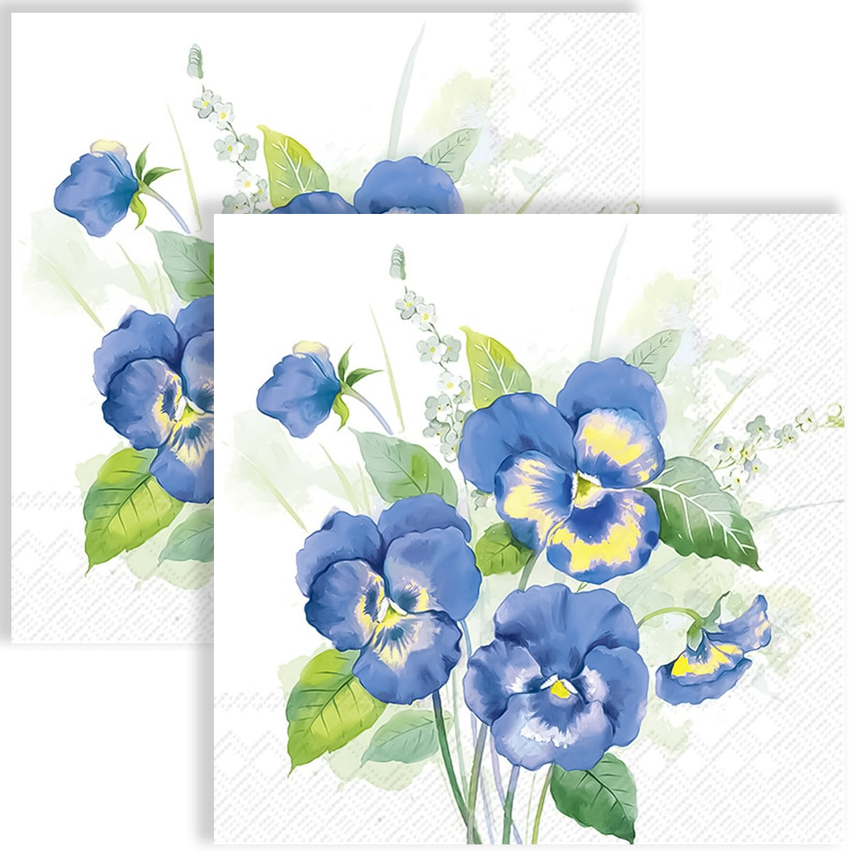 Guardanapo para Decoupage Ihr 33x33cm com 2 Unidades - Buquê Flores Azuis