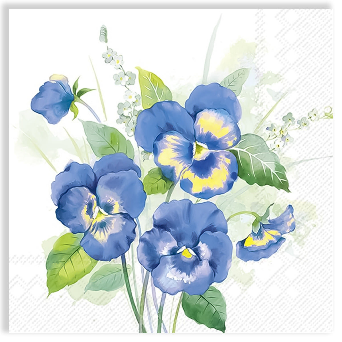 Guardanapo para Decoupage Ihr 33x33cm com 2 Unidades - Buquê Flores Azuis