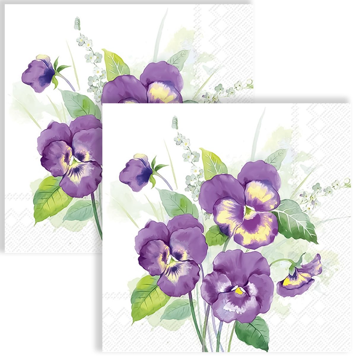 Guardanapo para Decoupage Ihr 33x33cm com 2 Unidades - Flores Roxas