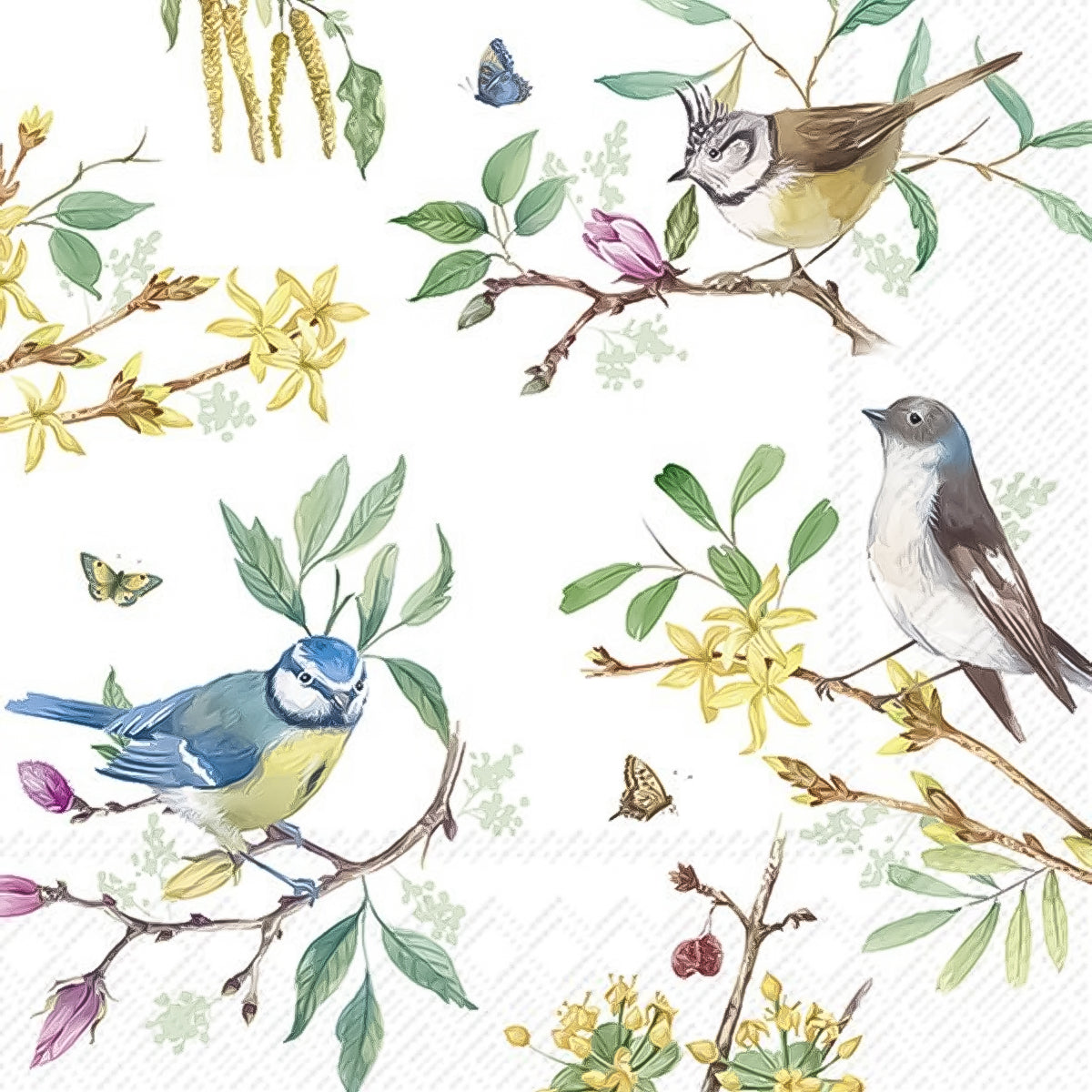 Guardanapo para Decoupage Ihr 33x33 Flores Primavera Passaro C/ 20 Unidade