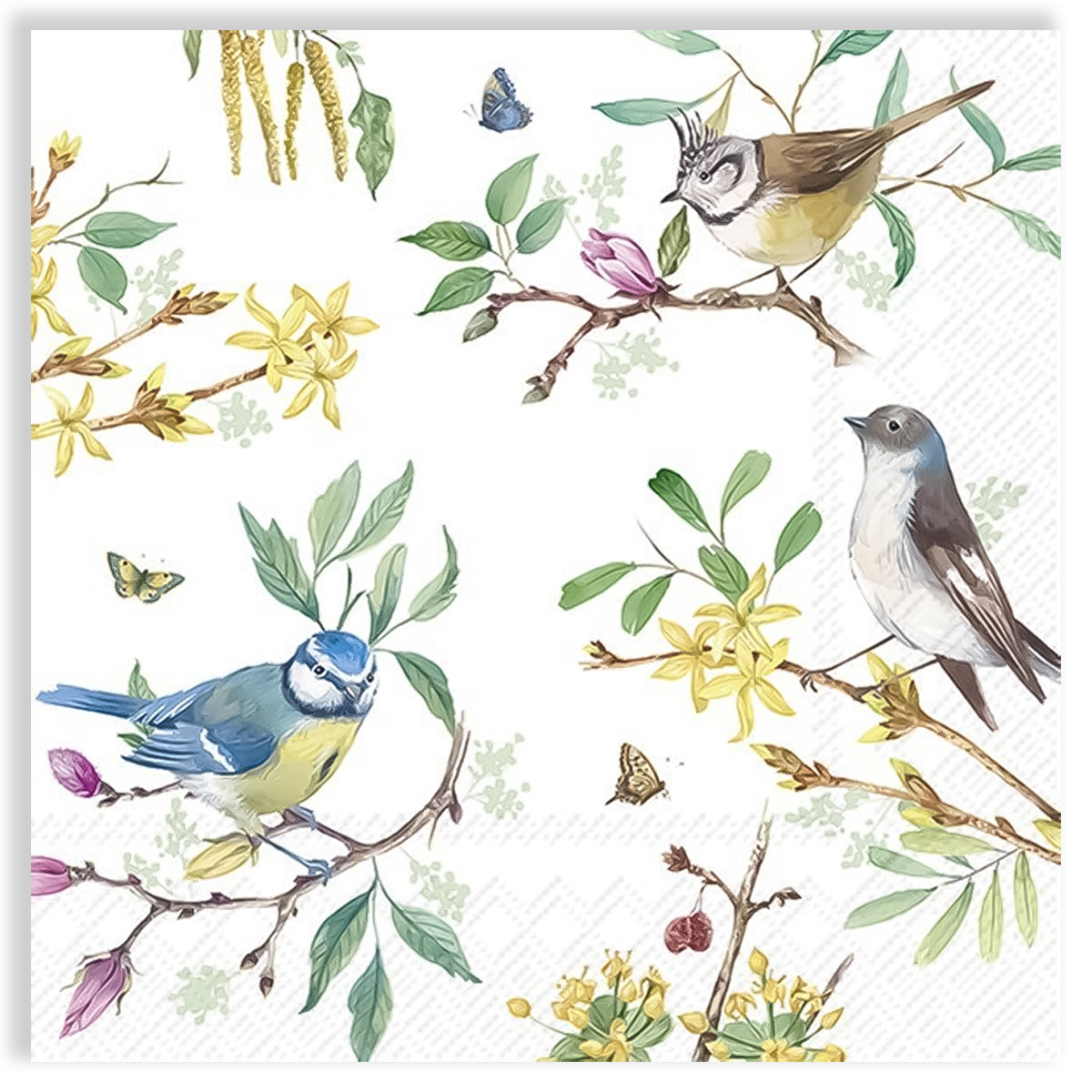 Guardanapo para Decoupage Ihr 33x33 Flores Primavera Passaro C/ 20 Unidade