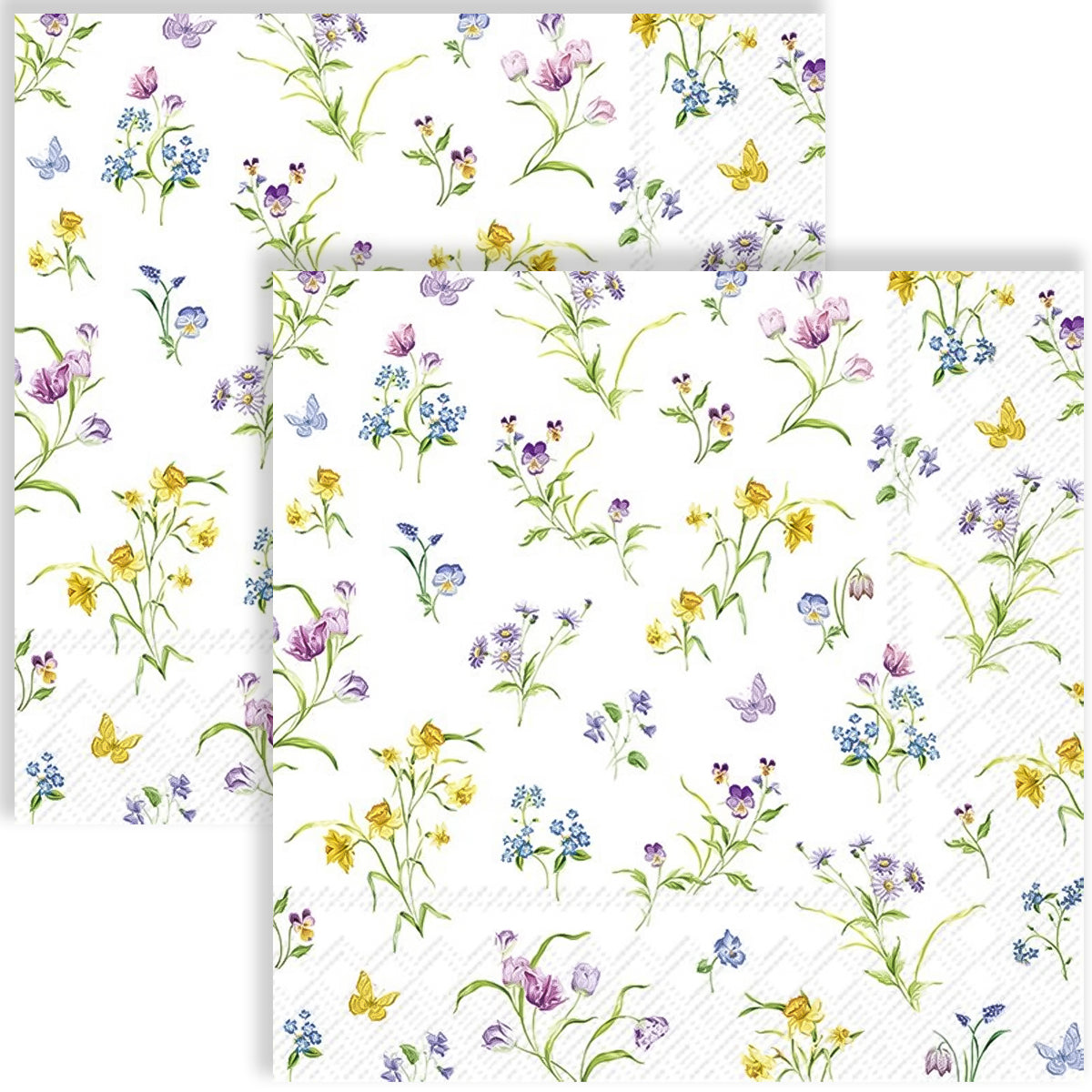 Guardanapo para Decoupage Ihr 33x33cm com 2 Unidades - Flores e Borboleta