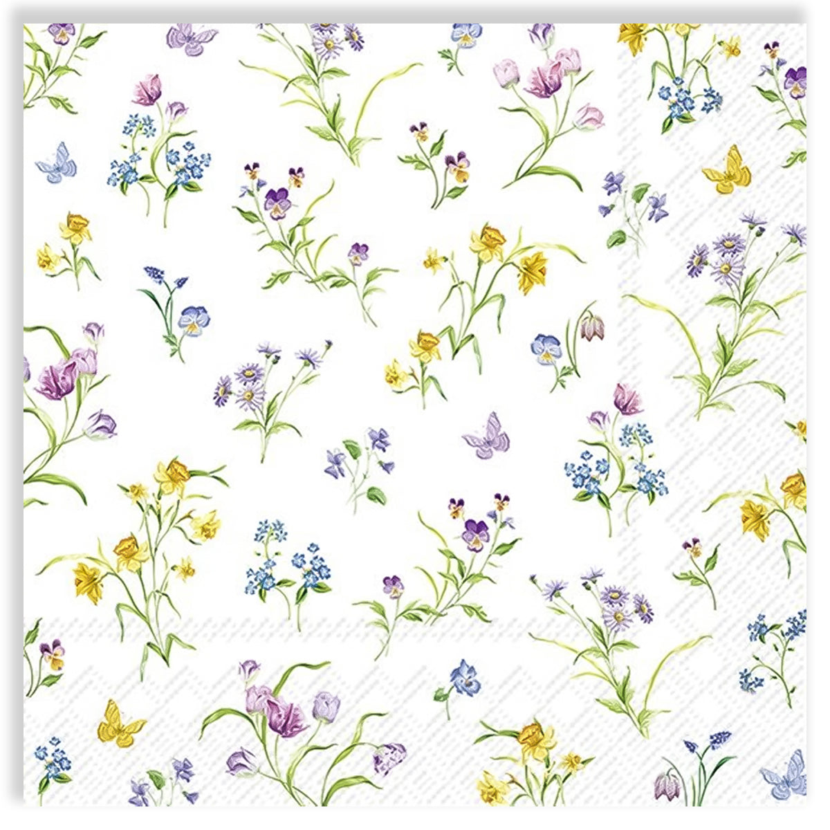 Guardanapo para Decoupage Ihr 33x33cm com 2 Unidades - Flores e Borboleta