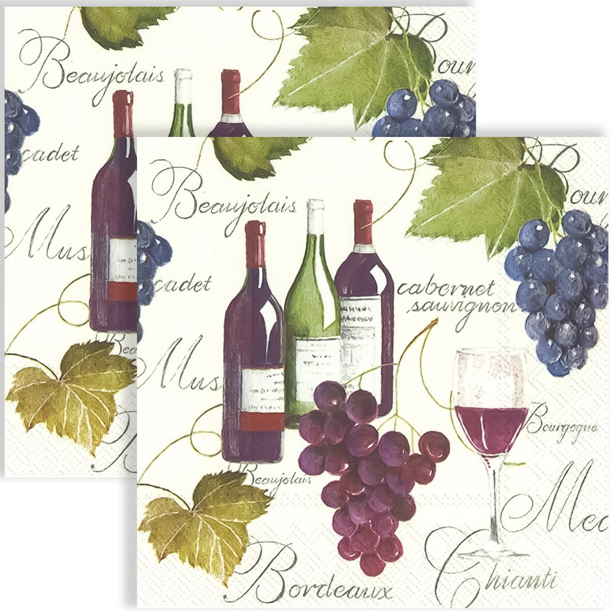 Guardanapo para Decoupage Ihr 33x33cm com 2 Unidades - Vinho, Uva e Taça