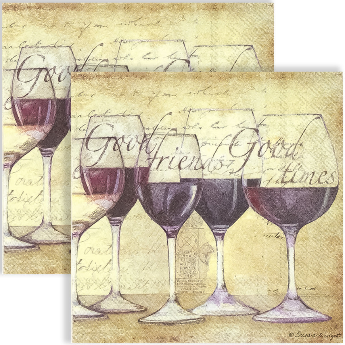 Guardanapo para Decoupage Ihr 33x33cm com 2 Unidades - Vinho na Taça