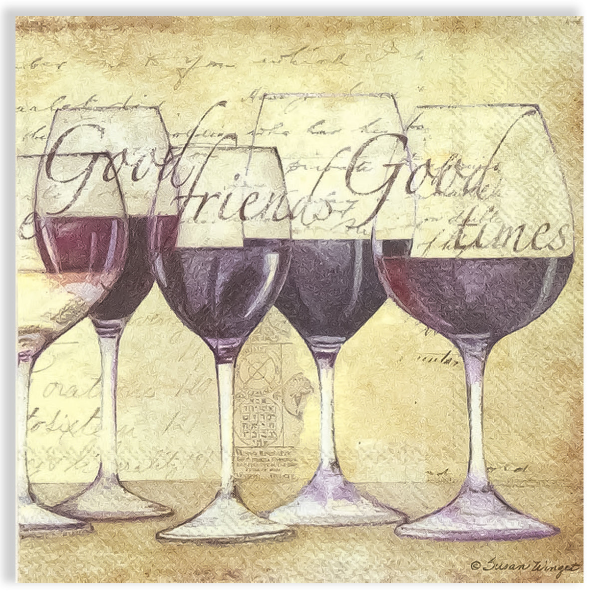 Guardanapo para Decoupage Ihr 33x33cm com 2 Unidades - Vinho na Taça