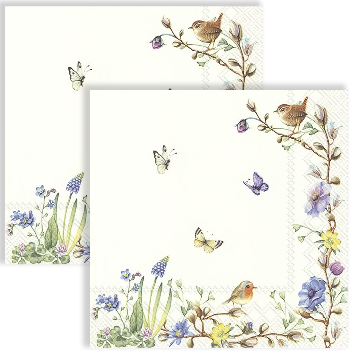 Guardanapo para Decoupage Ihr 33x33cm com 2 Unidades - Borboleta e Pássaros