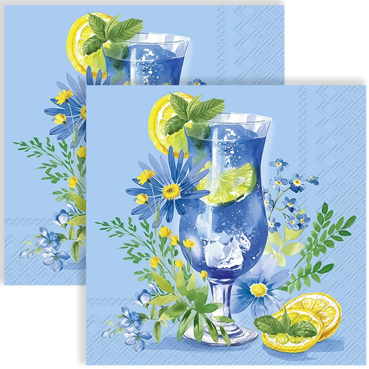 Guardanapo para Decoupage Ihr 33x33cm com 2 Unidades - Cocktail Azul