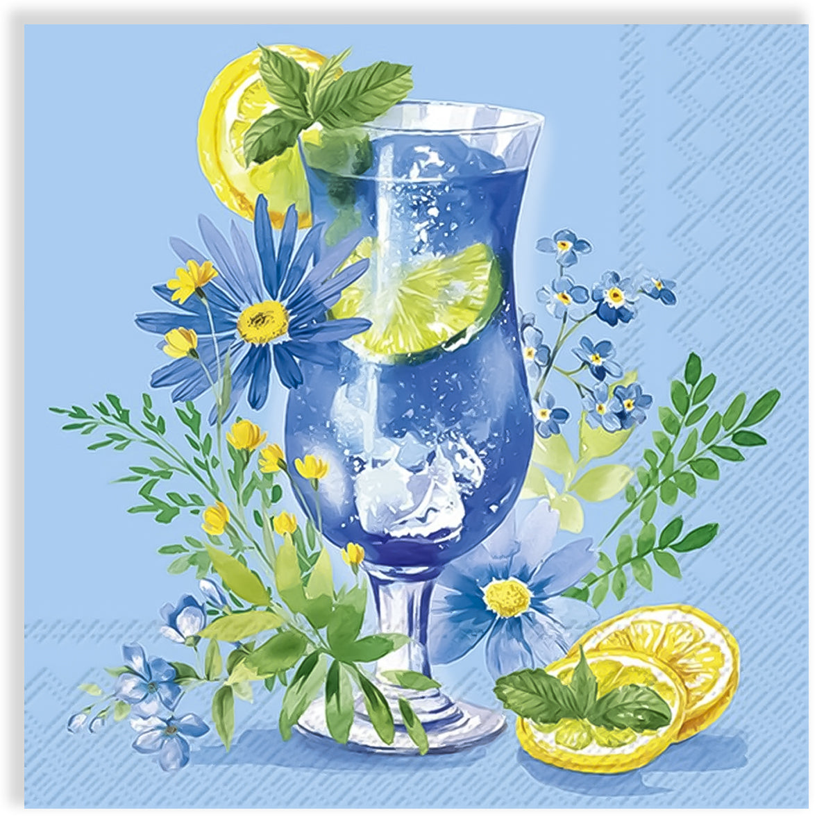 Guardanapo para Decoupage Ihr 33x33cm com 2 Unidades - Cocktail Azul