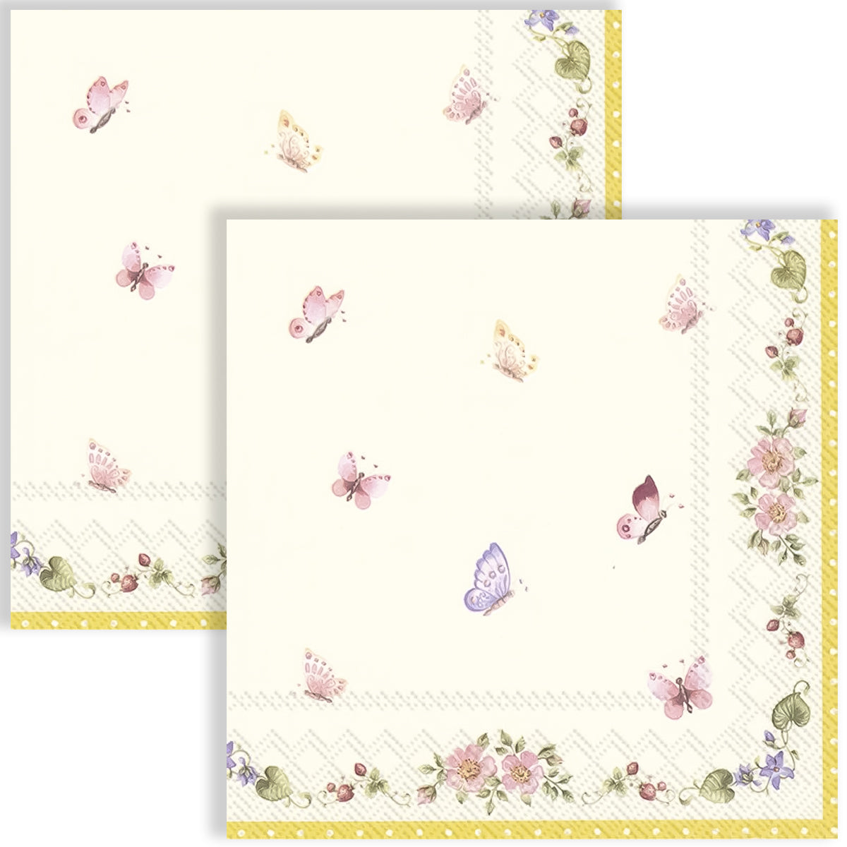 Guardanapo para Decoupage Ihr 33x33cm com 2 Unidades - Borboletas e Flores