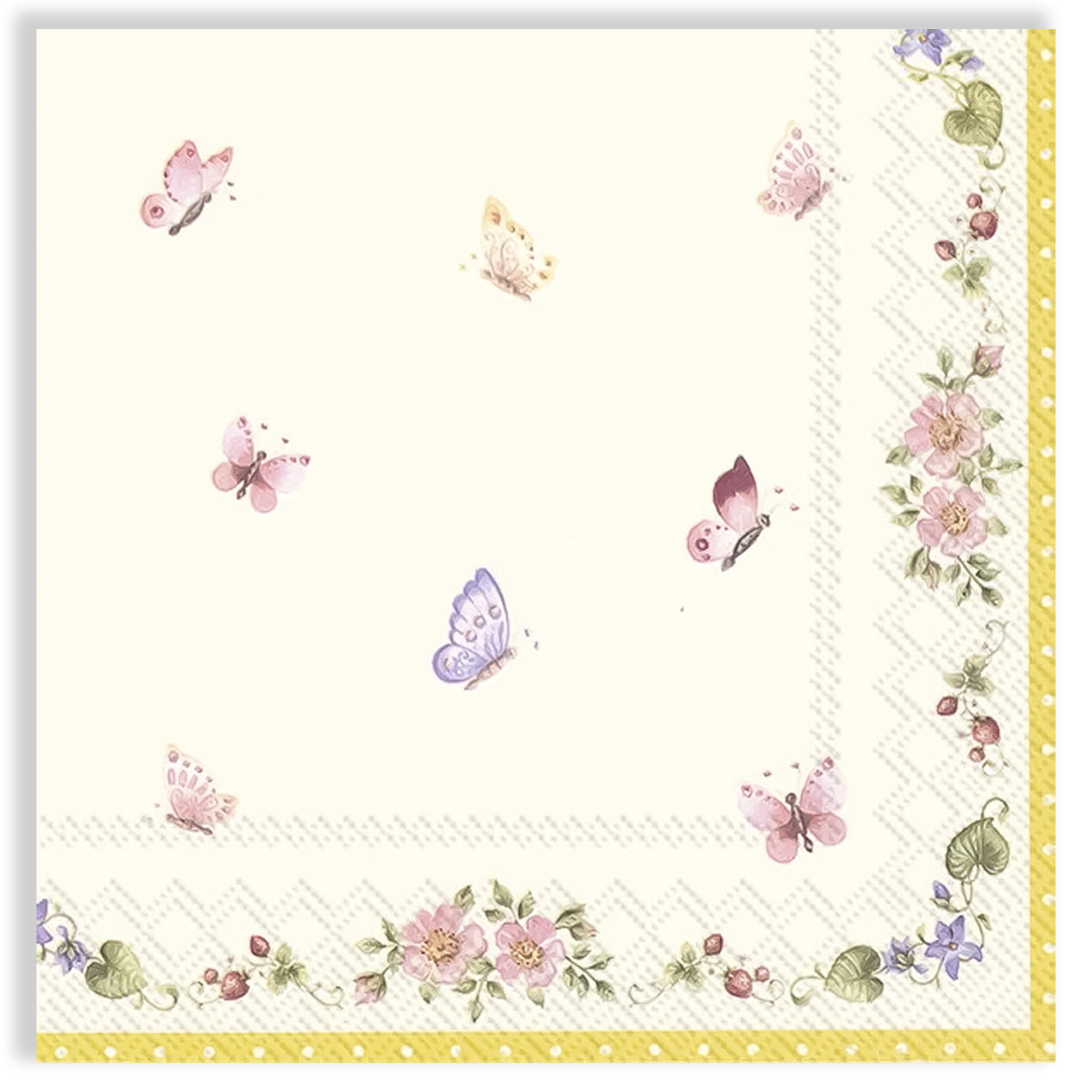 Guardanapo para Decoupage Ihr 33x33cm com 2 Unidades - Borboletas e Flores