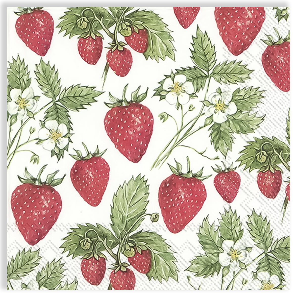 Guardanapo para Decoupage Ihr 33x33cm com 2 Unidades - Morangos Deliciosos