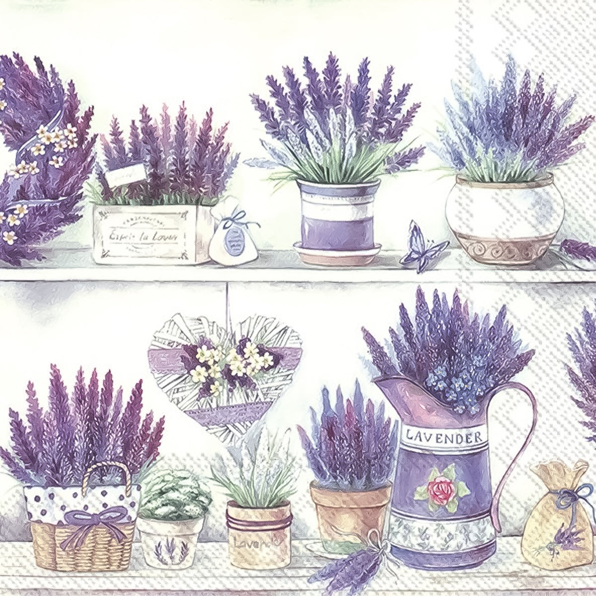 Guardanapo para Decoupage Ihr 33x33 Flor Vasos de Lavanda C/ 20 Unidade