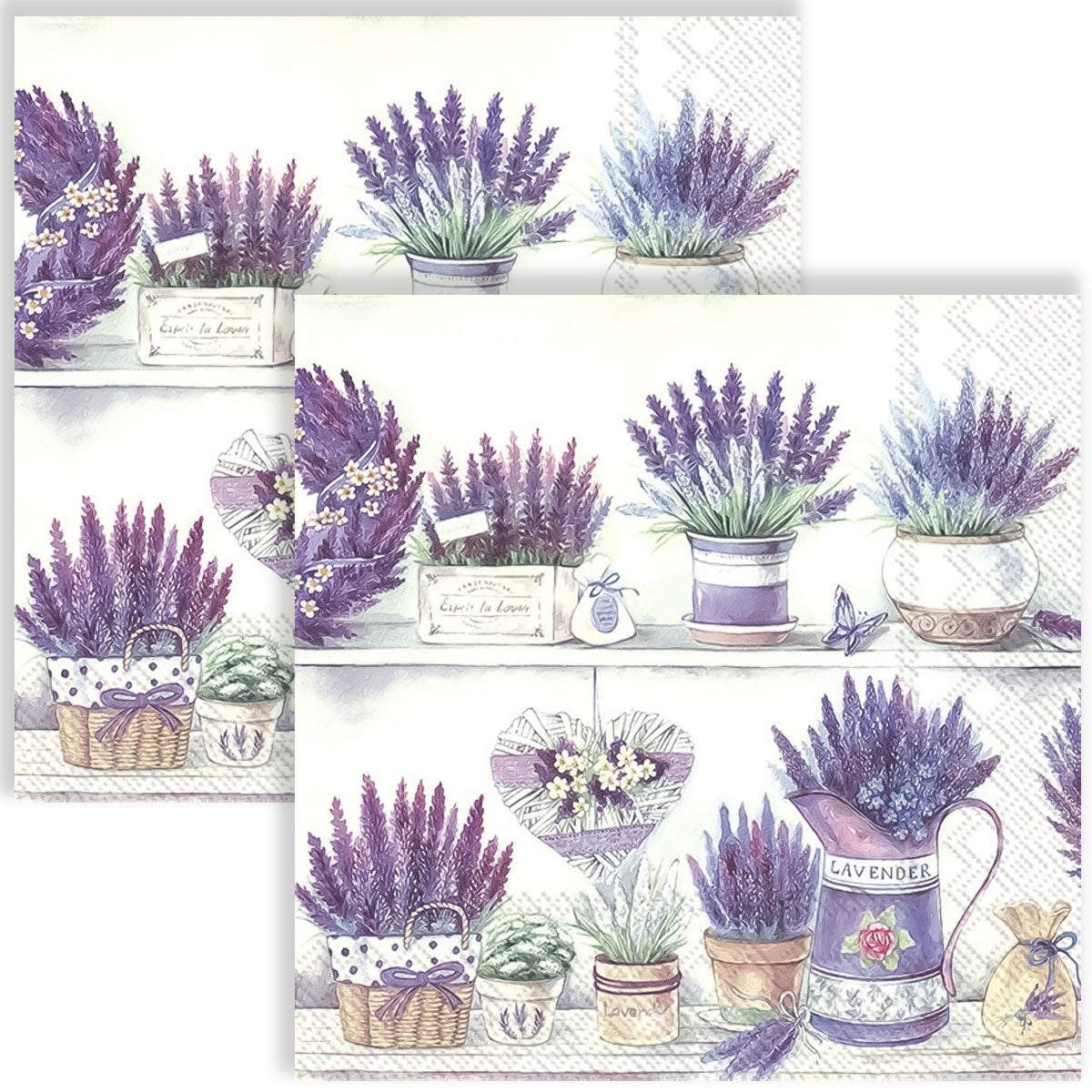 Guardanapo para Decoupage Ihr 33x33cm com 2 Unidades - Vasos de Lavanda