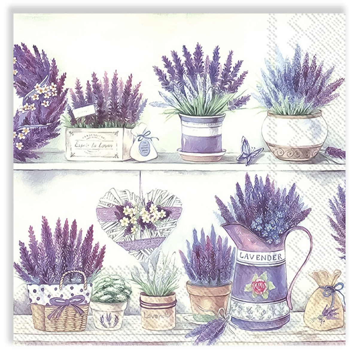 Guardanapo para Decoupage Ihr 33x33 Flor Vasos de Lavanda C/ 20 Unidade