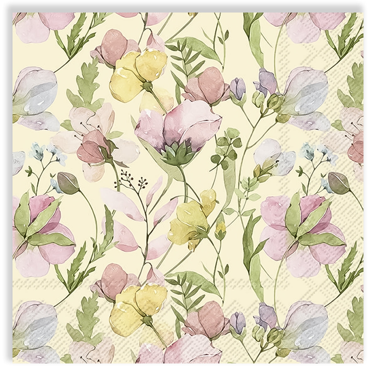 Guardanapo para Decoupage Ihr 33x33cm com 2 Unidades - Flor Naima Creme