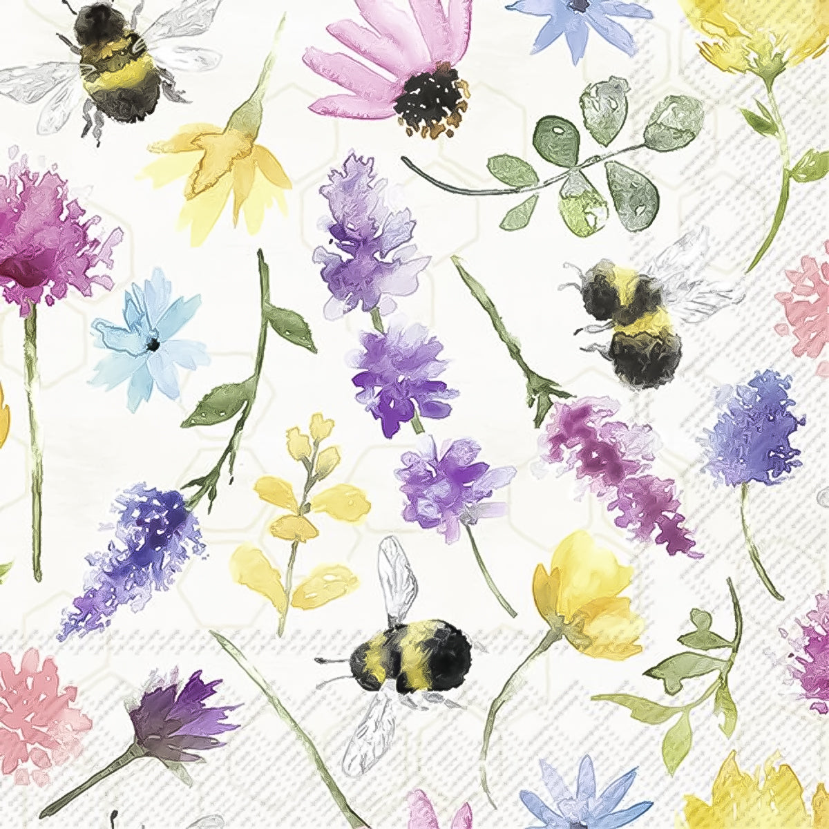 Guardanapo para Decoupage Ihr 33x33cm com 2 Unidades - Flor Summer Bees