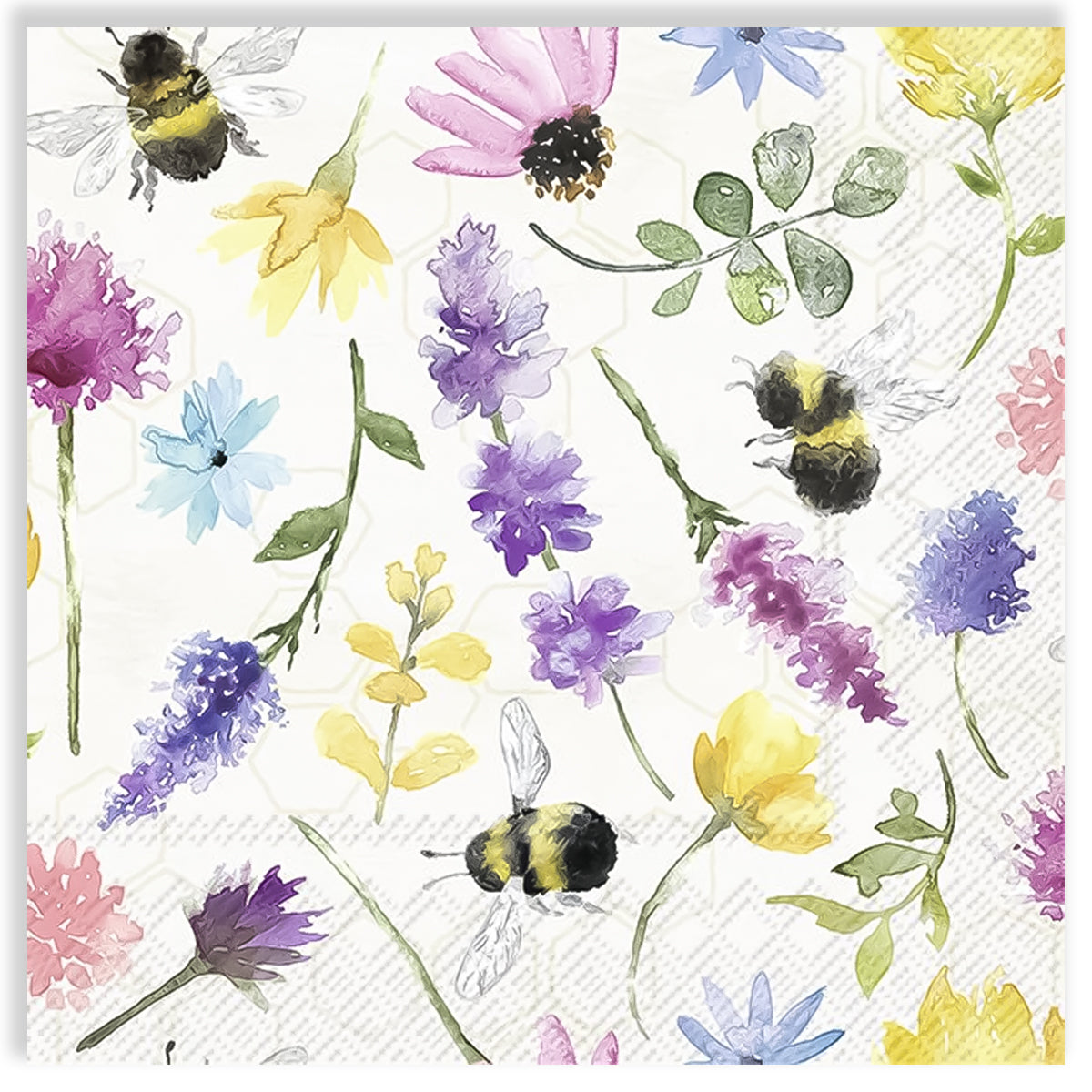 Guardanapo para Decoupage Ihr 33x33cm com 2 Unidades - Flor Summer Bees