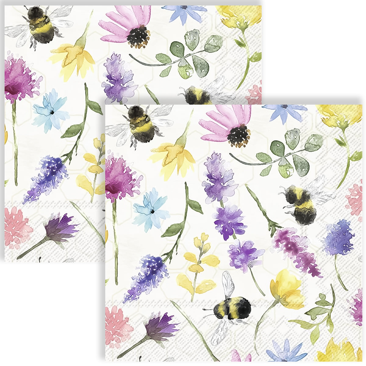 Guardanapo para Decoupage Ihr 33x33cm com 20 Unidades - Flor Summer Bees