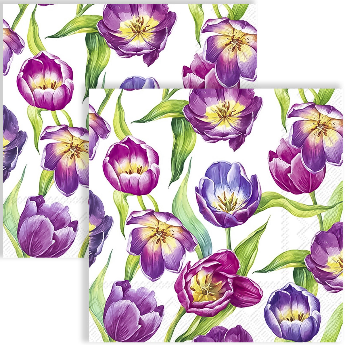 Guardanapo para Decoupage Ihr 33x33cm com 2 Unidades - Tulipas Roxas