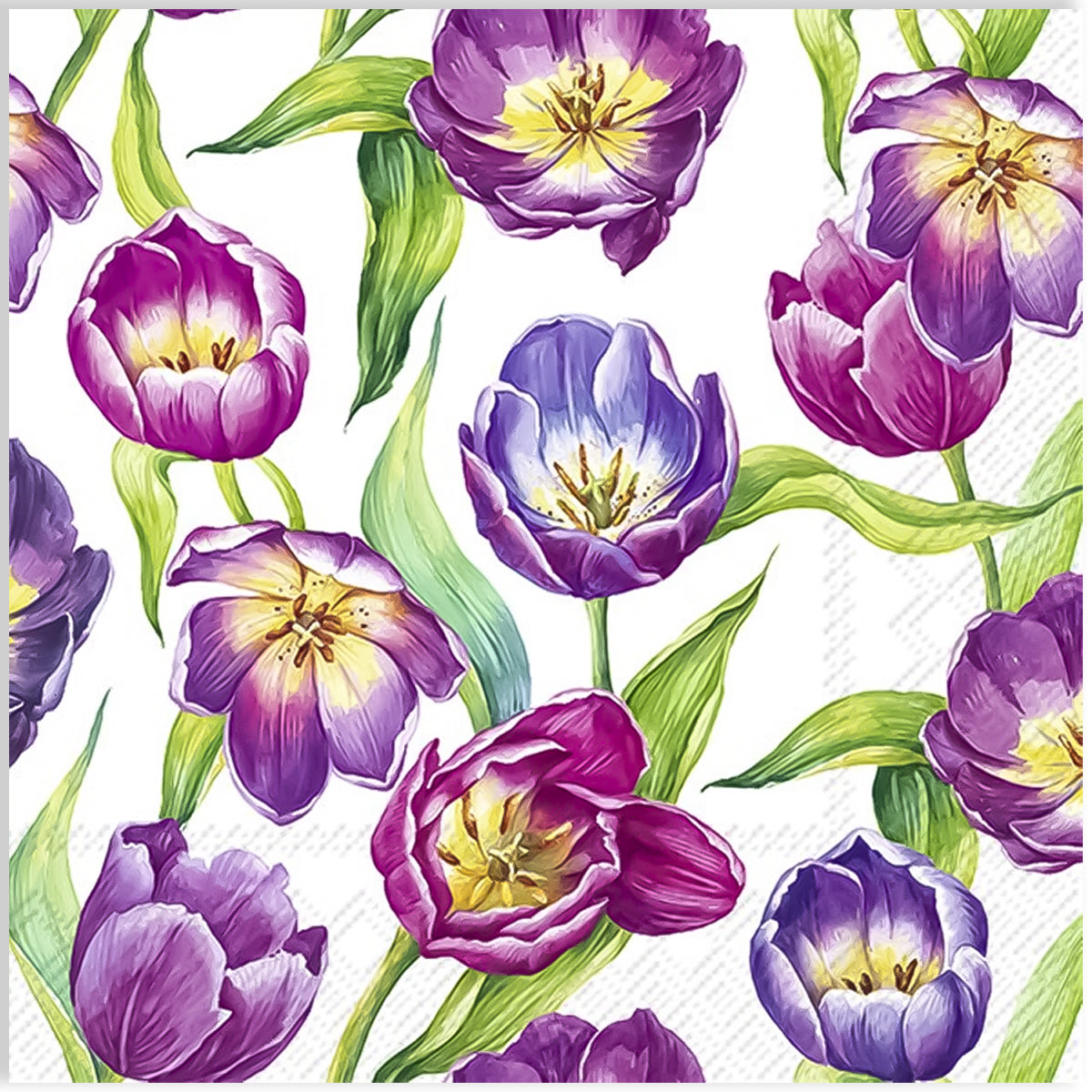 Guardanapo para Decoupage Ihr 33x33cm com 2 Unidades - Tulipas Roxas