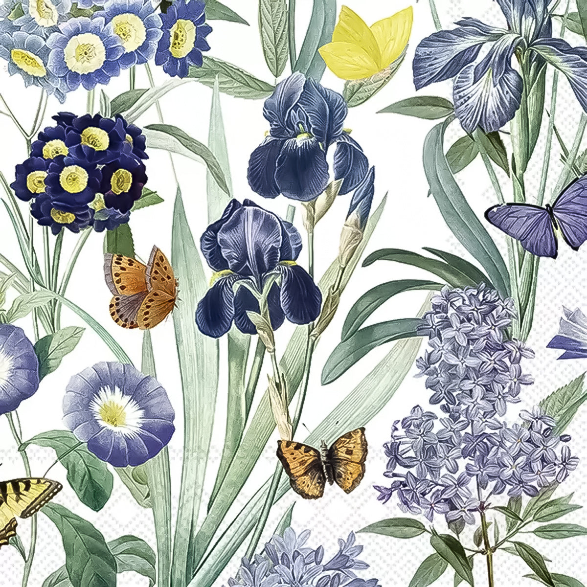 Guardanapo para Decoupage Ihr 33x33 Flores Veludo Azul C/ 20 Unidade